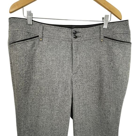 NWT Eddie Bauer Wool Blend Tweed Herringbone Dress Trousers Pants Gray 18 Lined - Picture 3 of 16